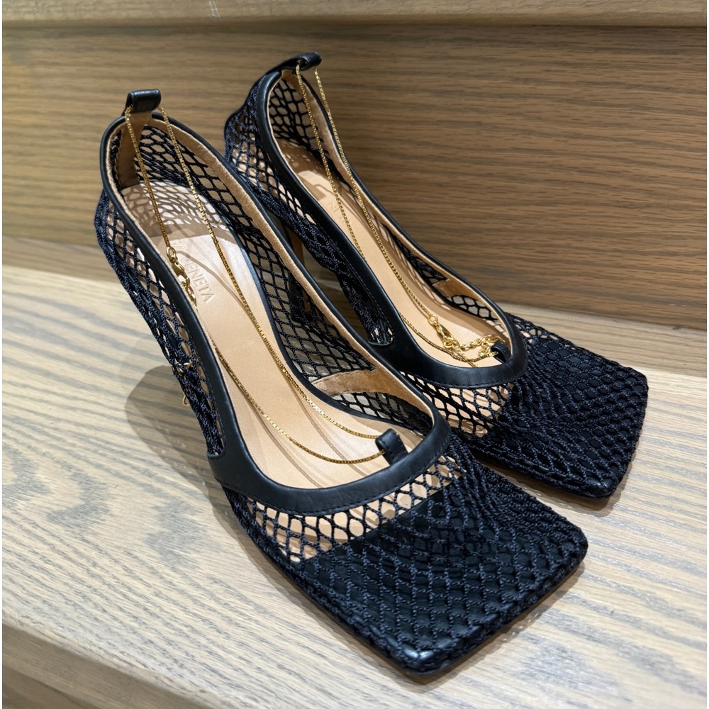 Bottega Veneta Black Mesh Heels